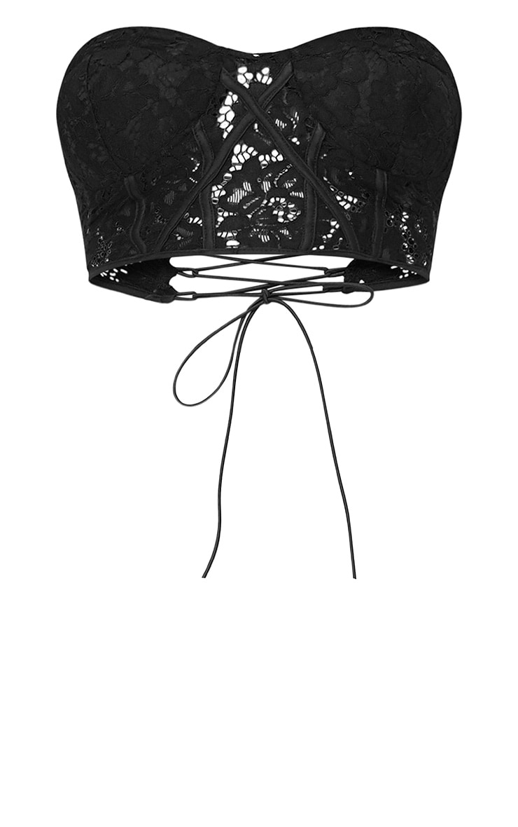 Black Lace Corset Crop Top PrettyLittleThing USA