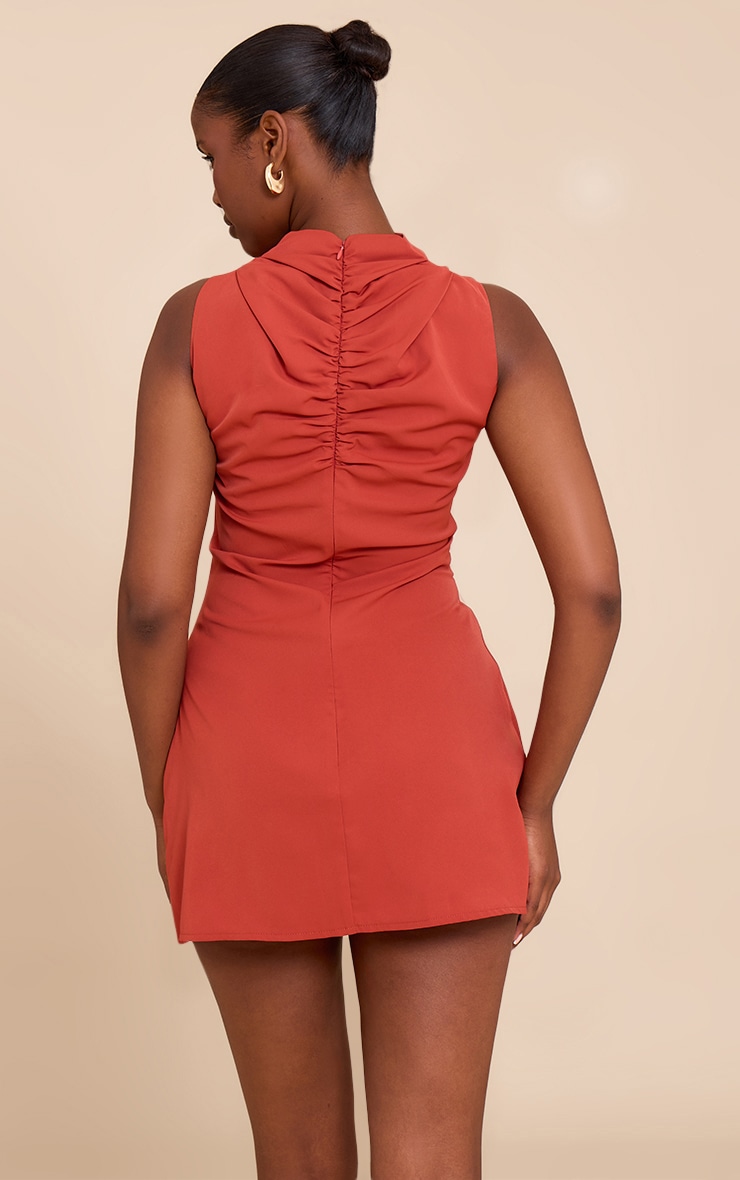 Burnt Orange Trim Shift Mini Dress image 2