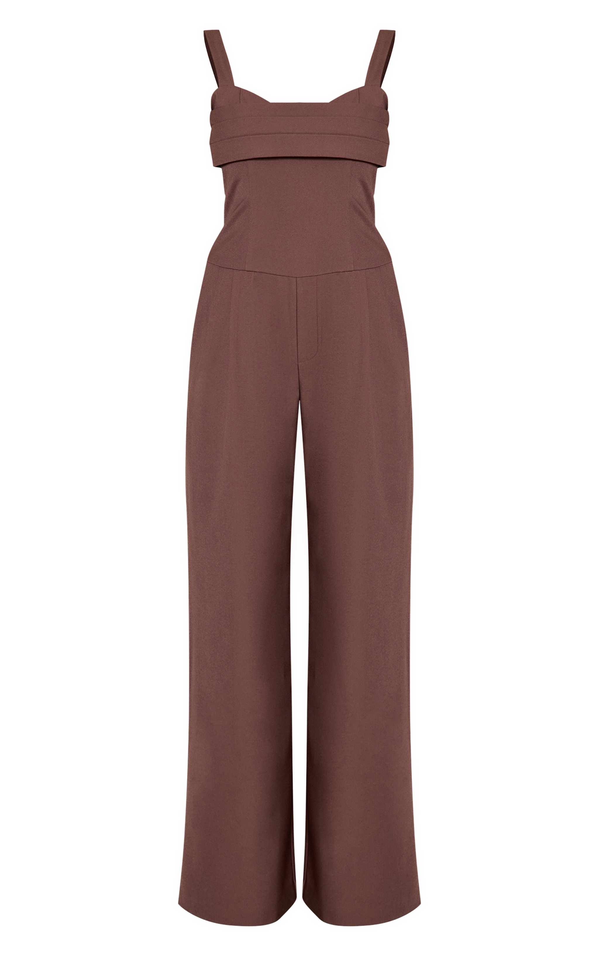 Chocolate Tailored Panel Detail Wide Leg Jumpsuit image 5