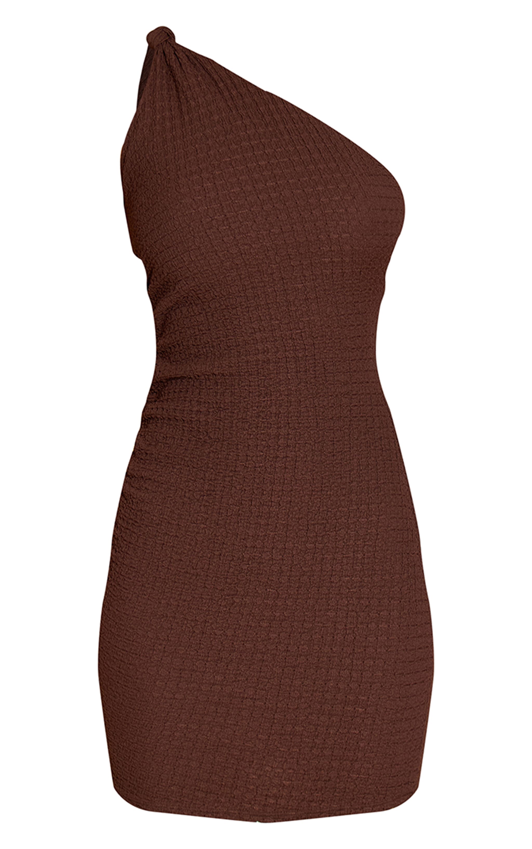 Robe moulante texturée chocolat à détail noué image 5