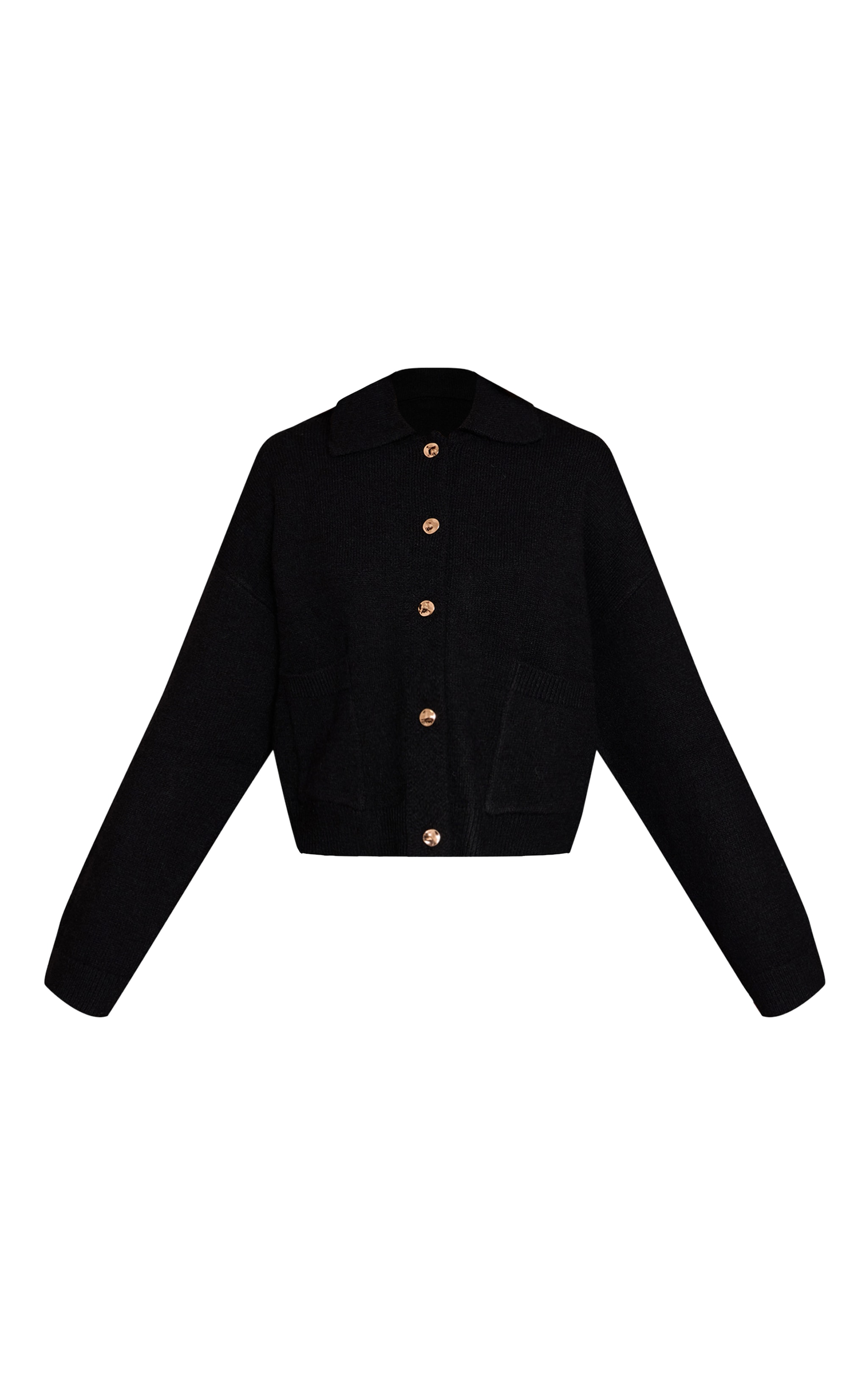 Black Brushed Knit Collar Cardigan image 5