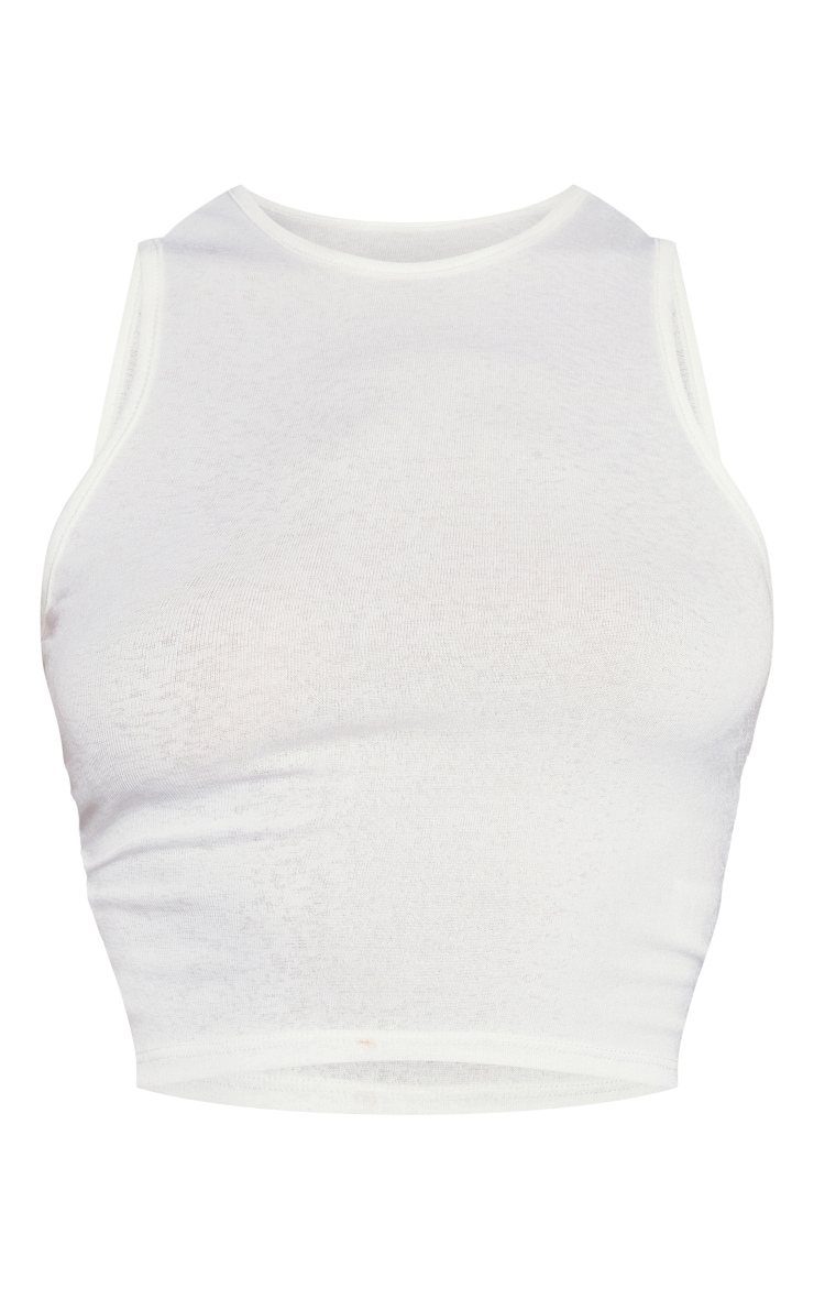Ivory Burnout Mesh Racer Crop Top image 5
