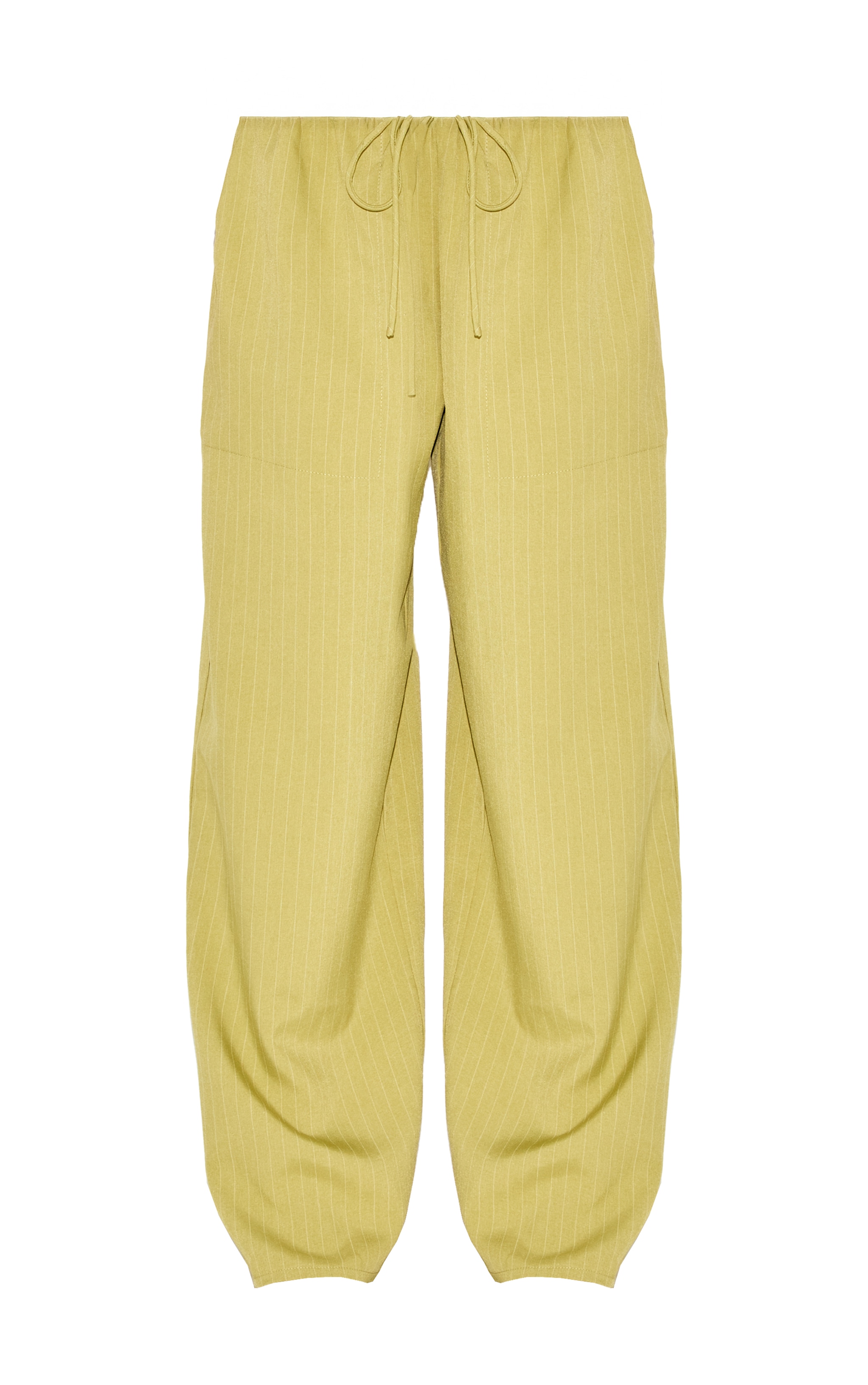 Sage Olive Pinstripe Woven Drawstring Low Rise Relaxed Pants image 5
