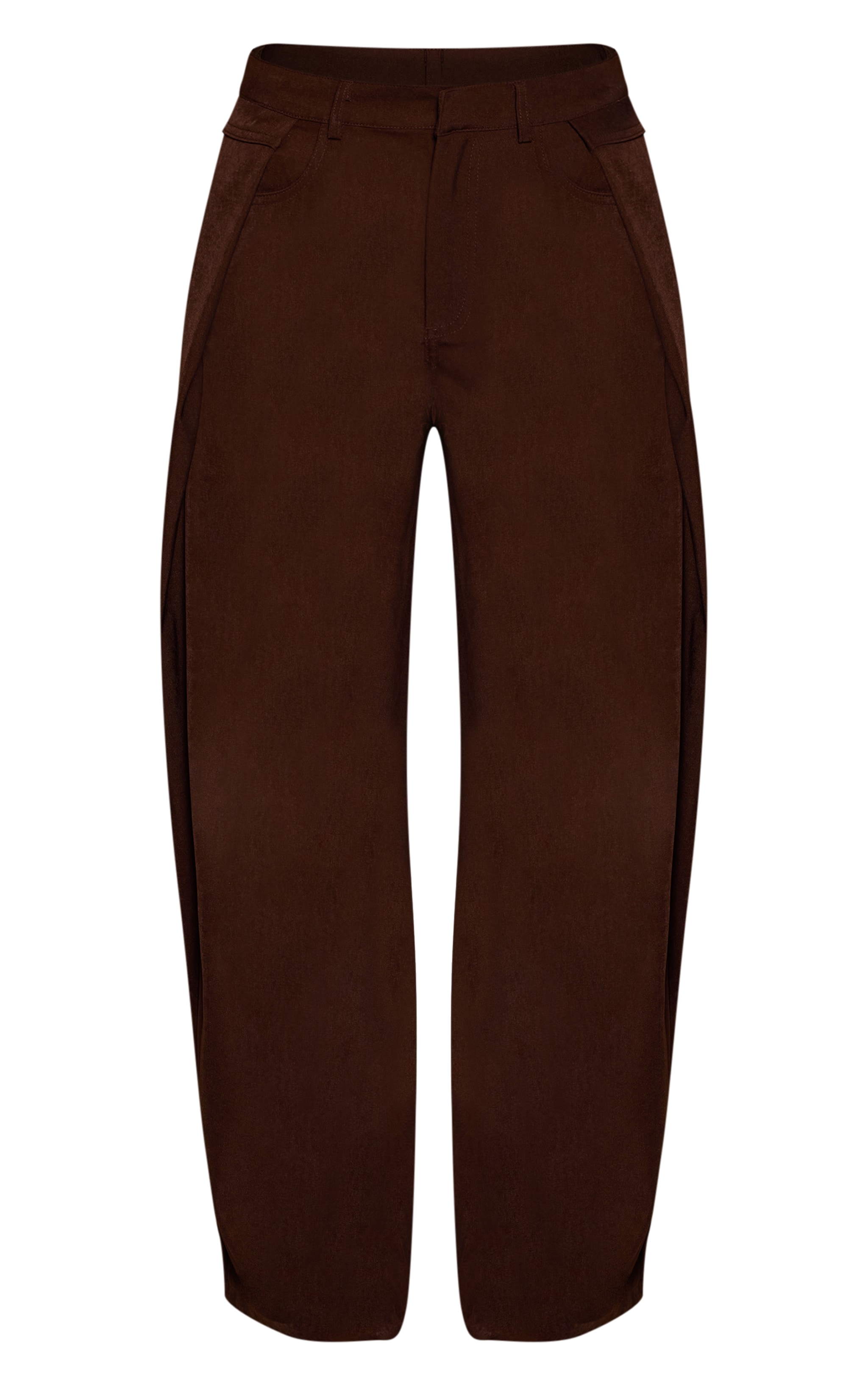 Chocolate Woven Side Pleat Wide Leg Trousers  image 5