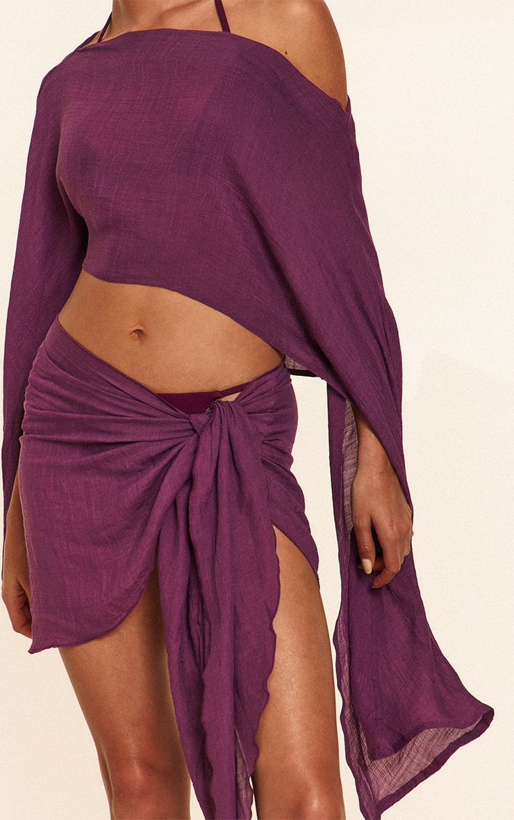 Purple Linen Look Mini Sarong image 5