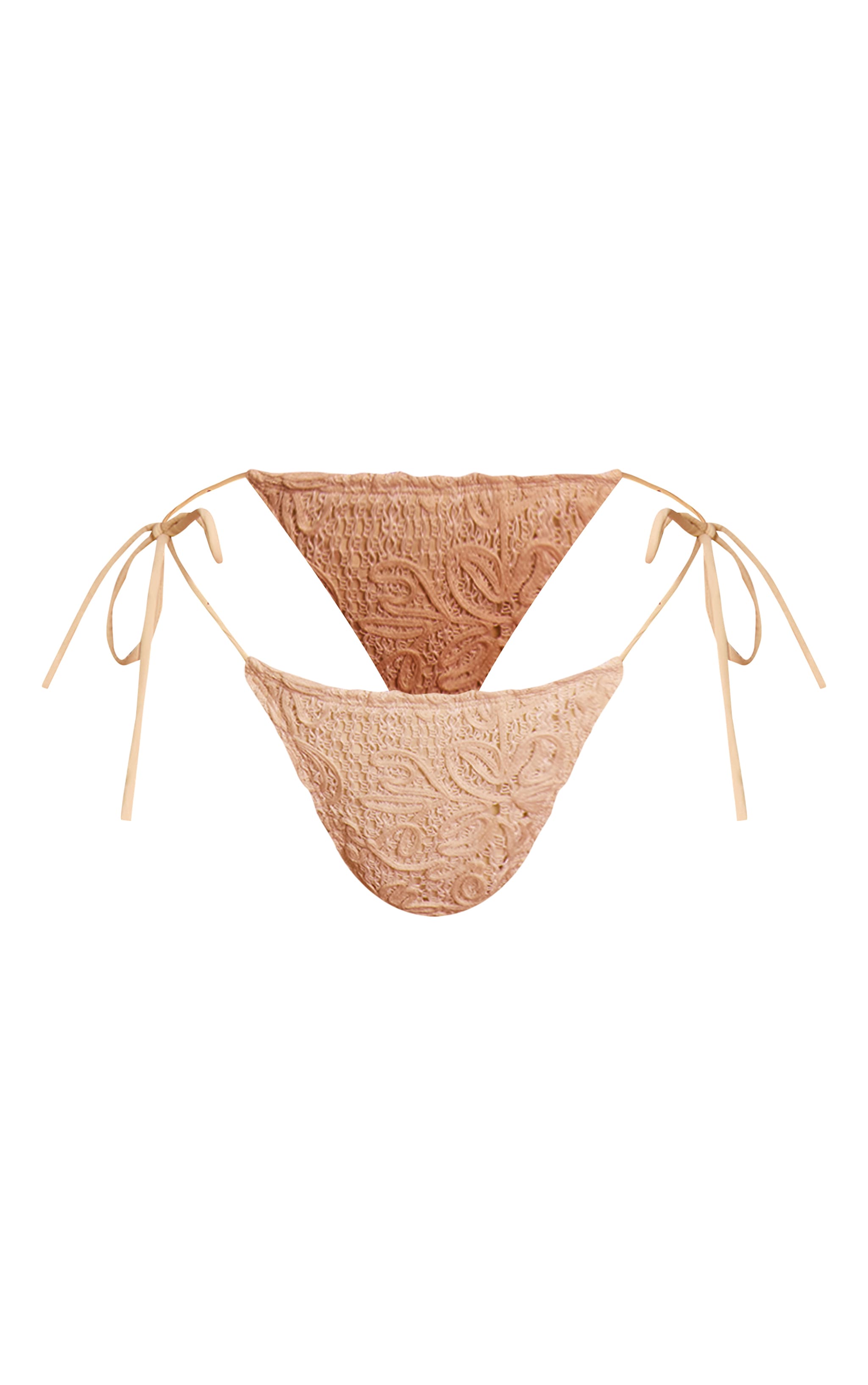 Cream Flower Embroidered Tie Side Bikini Bottoms image 5