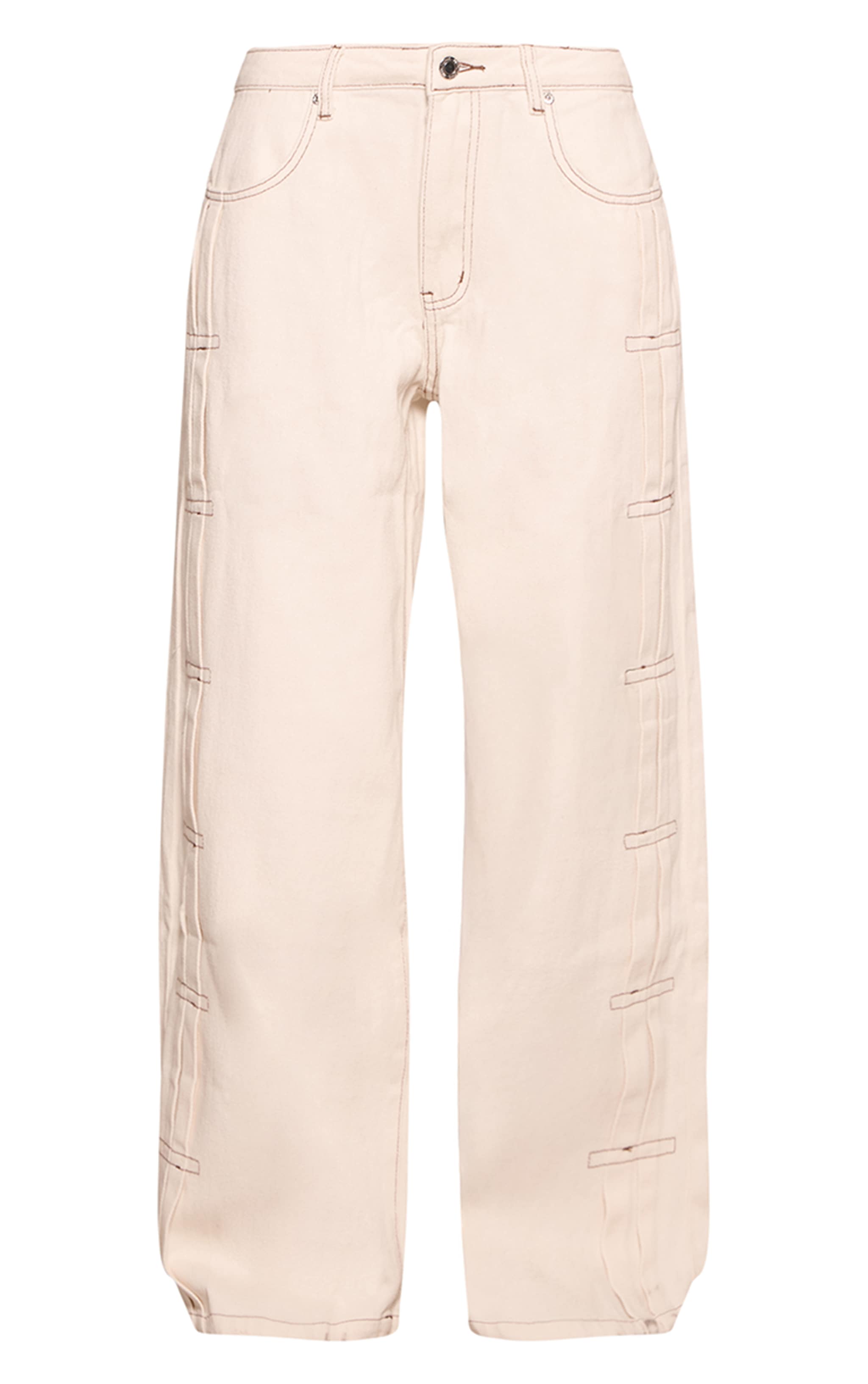 Ecru Pleat Detail Denim Jeans image 5