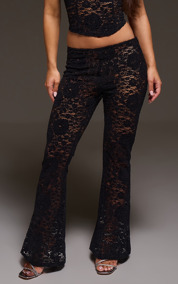 Black Lace Mid Rise Skinny Flares  image 2