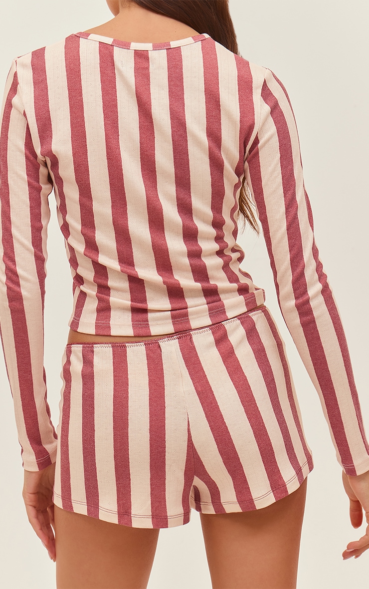 Red Stripe Pointelle Mini Pyjama Short image 3