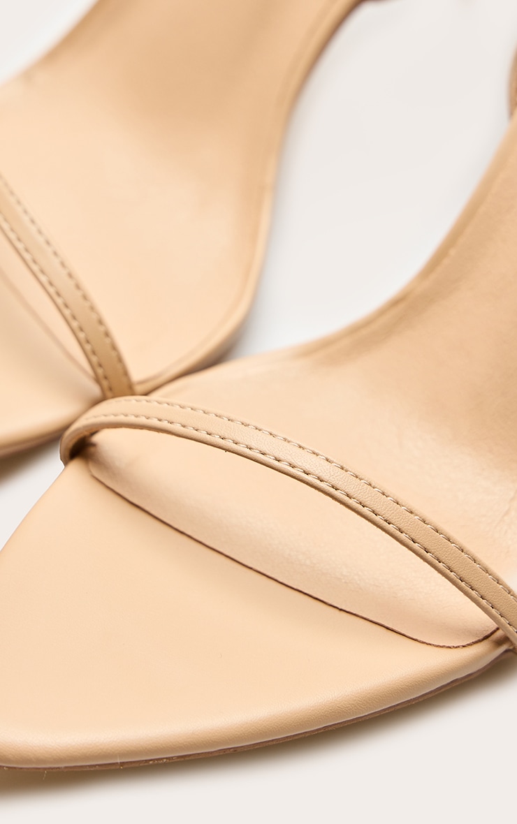 Nude Pu Point Toe Barley There Stiletto Heeled Sandals image 5