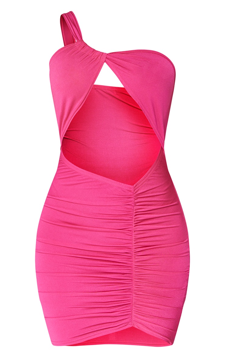 strapless open back dress Pink Bodycon Dress One Shoulder Maxi