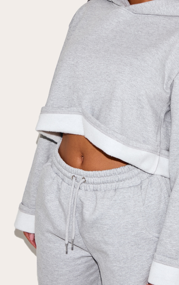 Shape Grey Turn Up Hem Cropped Hoodie image 4
