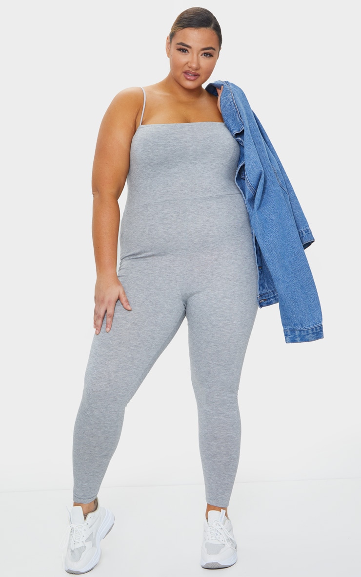 Plus Grey Basic Strappy Jumpsuit