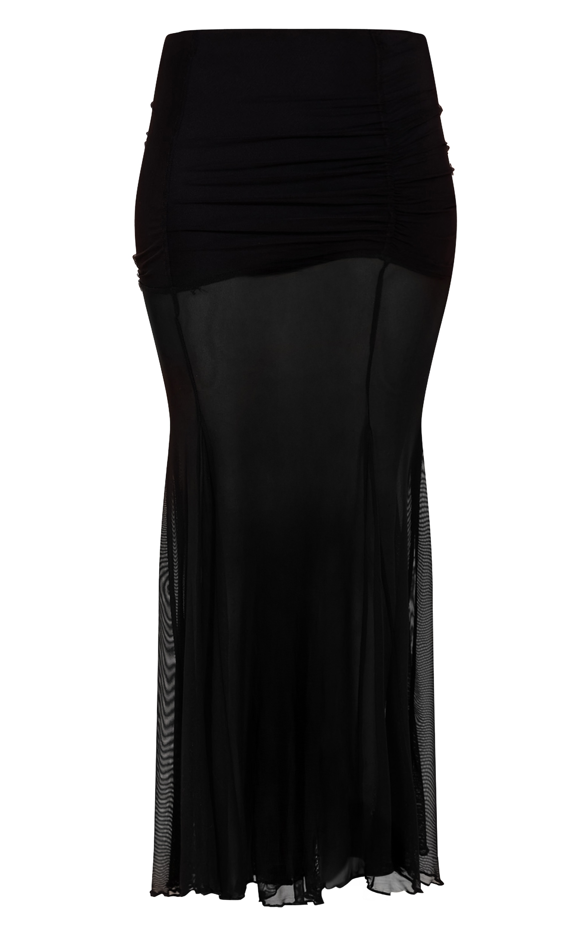Black Mesh Overlay Maxi Skirt image 5