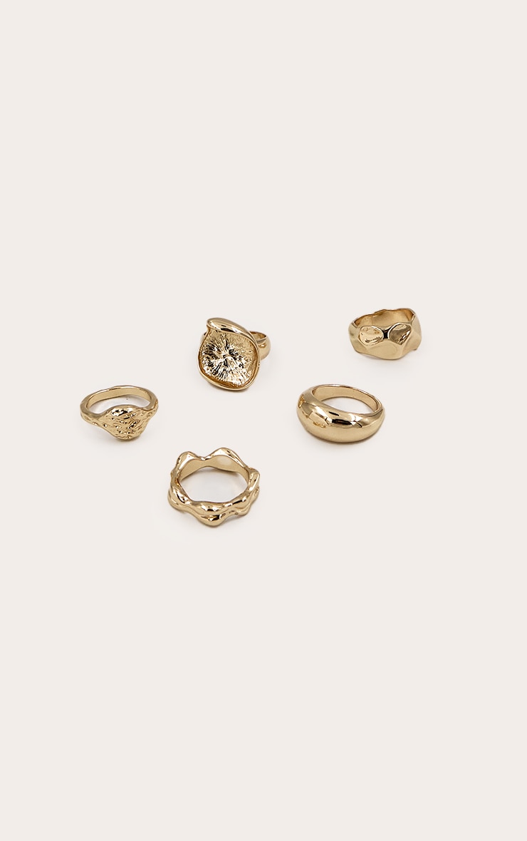 Gold Hammered Stacker Rings Multi Pack image 2