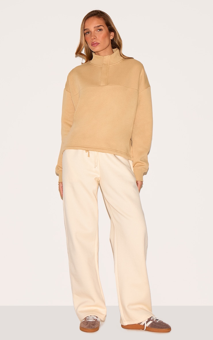 Latte Drawstring Hem Quarter Zip Sweatshirt image 3