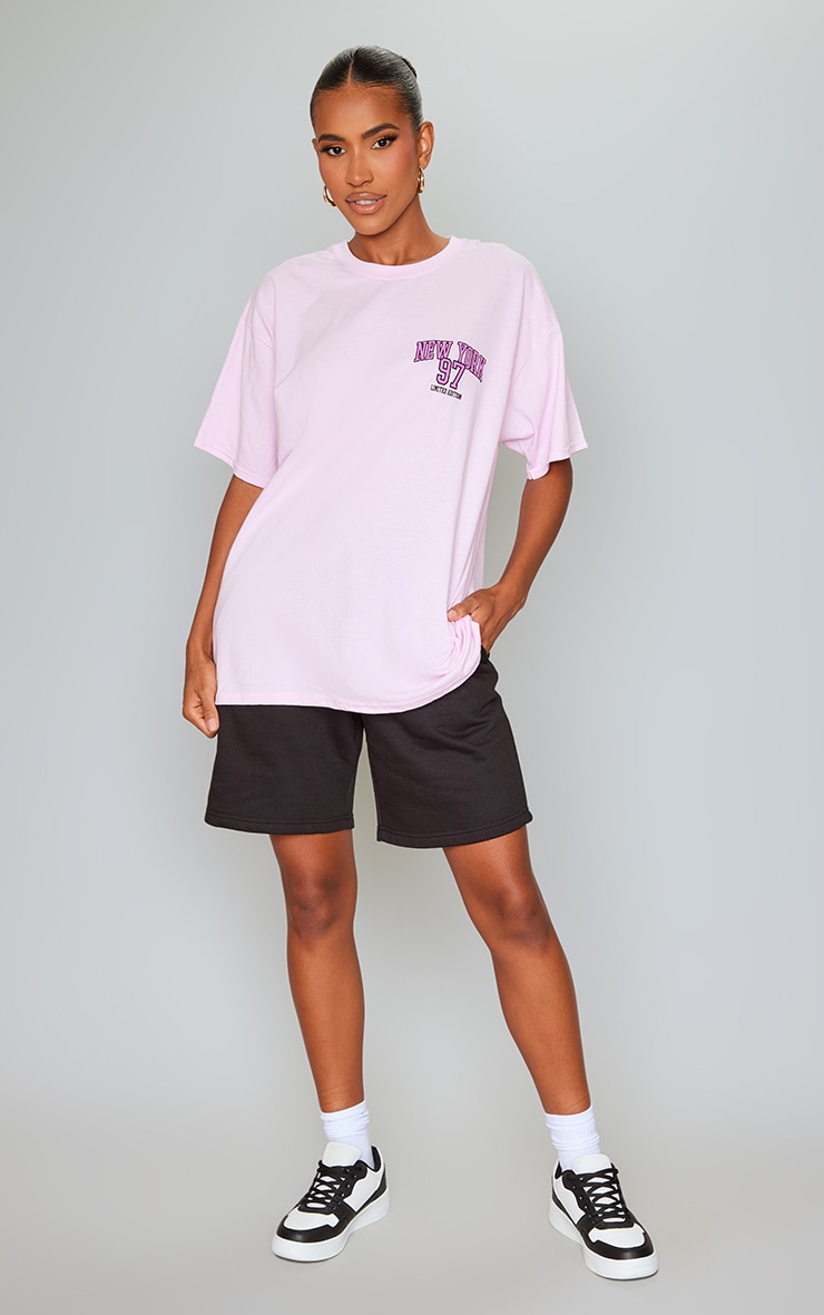 Pink New York 97 Print Oversized T Shirt image 3