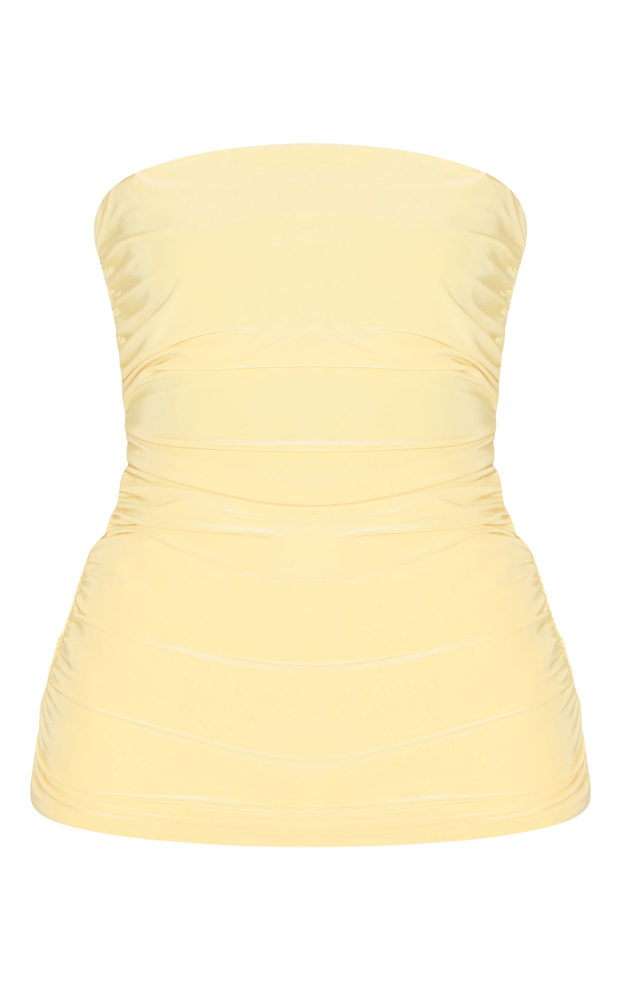 Haut bandeau long doublé froncé en jersey stretch citron image 5