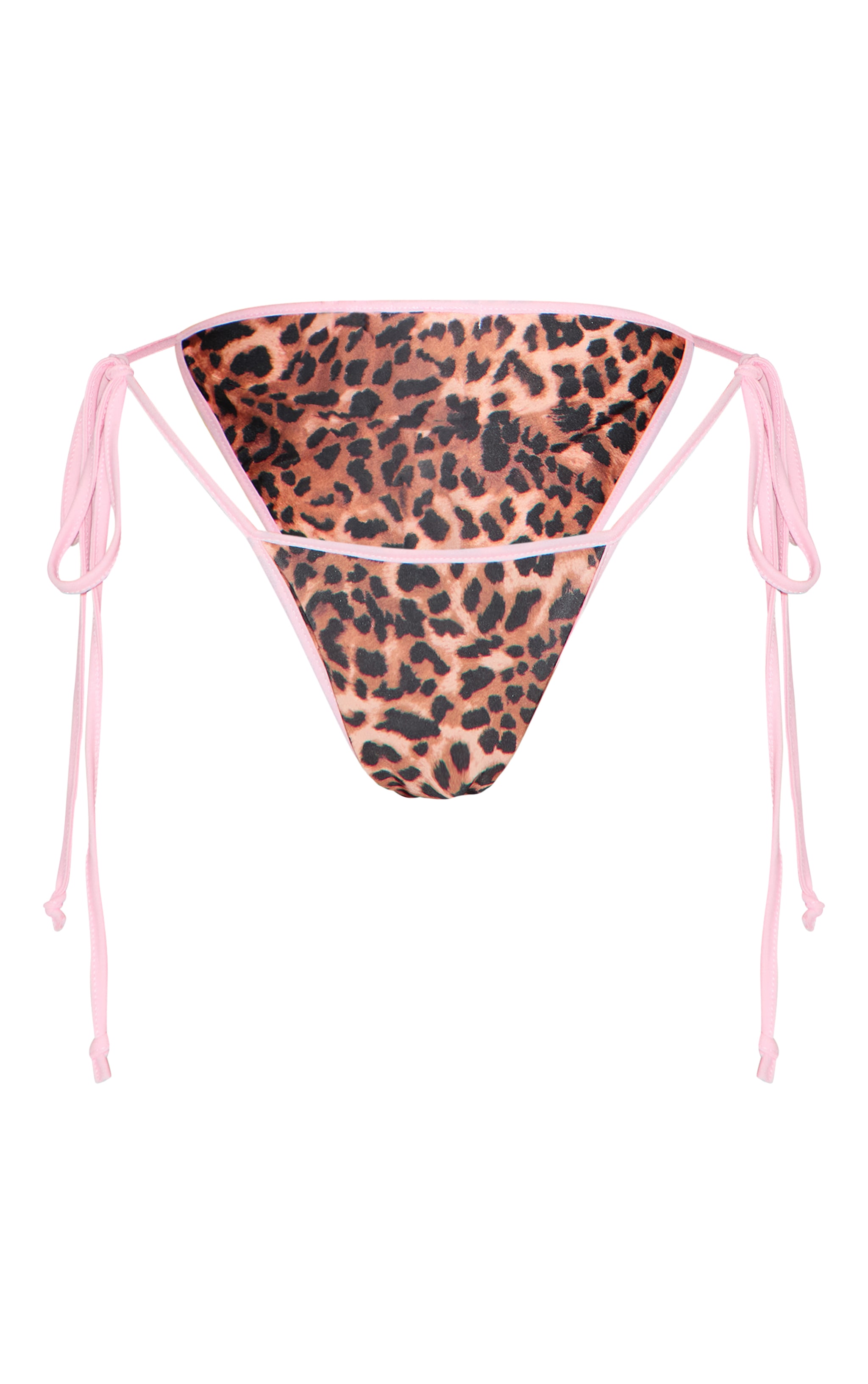 Brown Leopard Contrast Binding Bikini Bottoms | Swimwear
