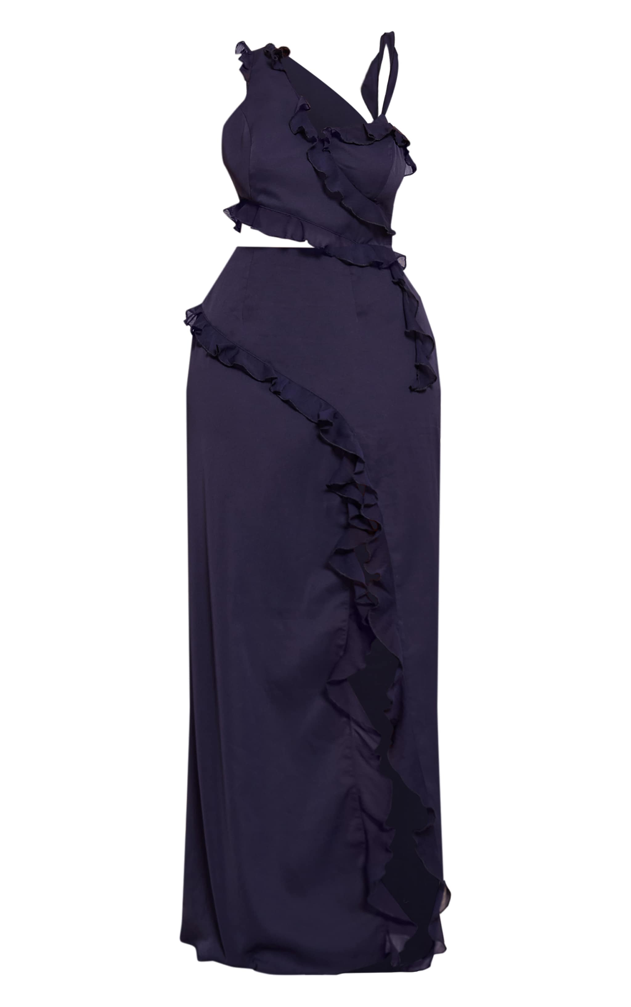 shape navy Chiffon Frill Cut Out Maxi Dress image 5