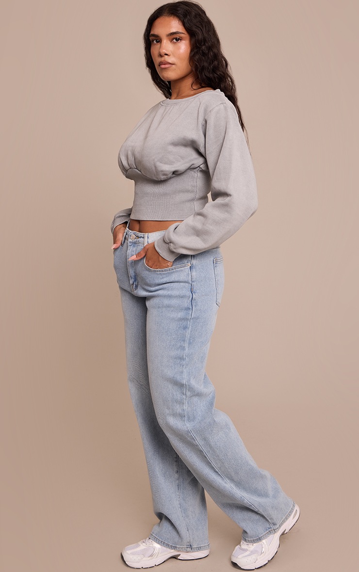 Shape Sweat gris chiné délavé à épaule dénudée et taille cintrée image 3