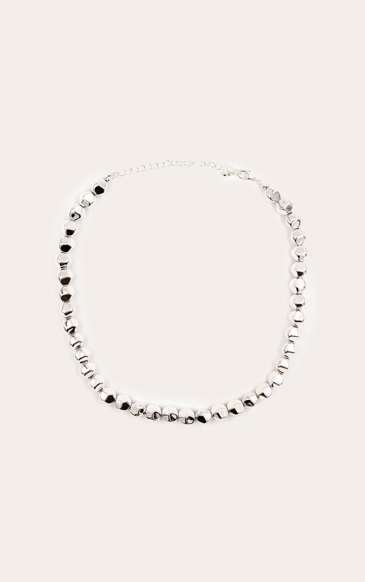 Silver Textured Bubble Chain Necklace image 2