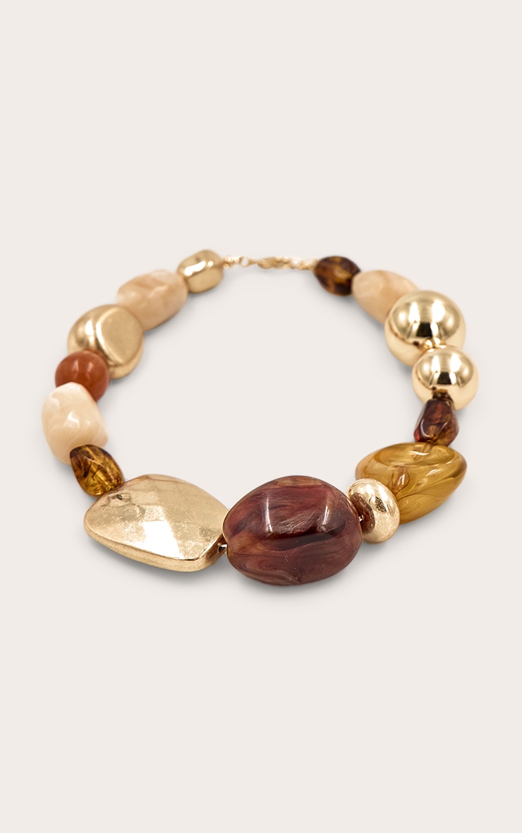 Worn Gold & Resin Chunky Beaded Necklace image 3