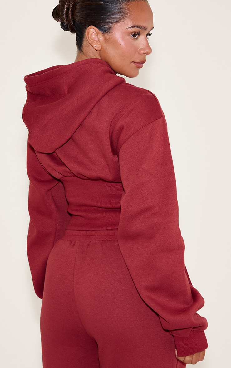 Shape Rosewood Sweat Cropped Shirred Waist Hoodie image 2