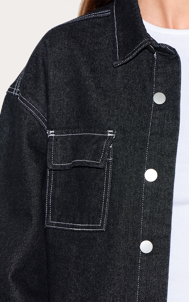 Raw Indigo Pocket Detail Washed Denim Shirt image 4