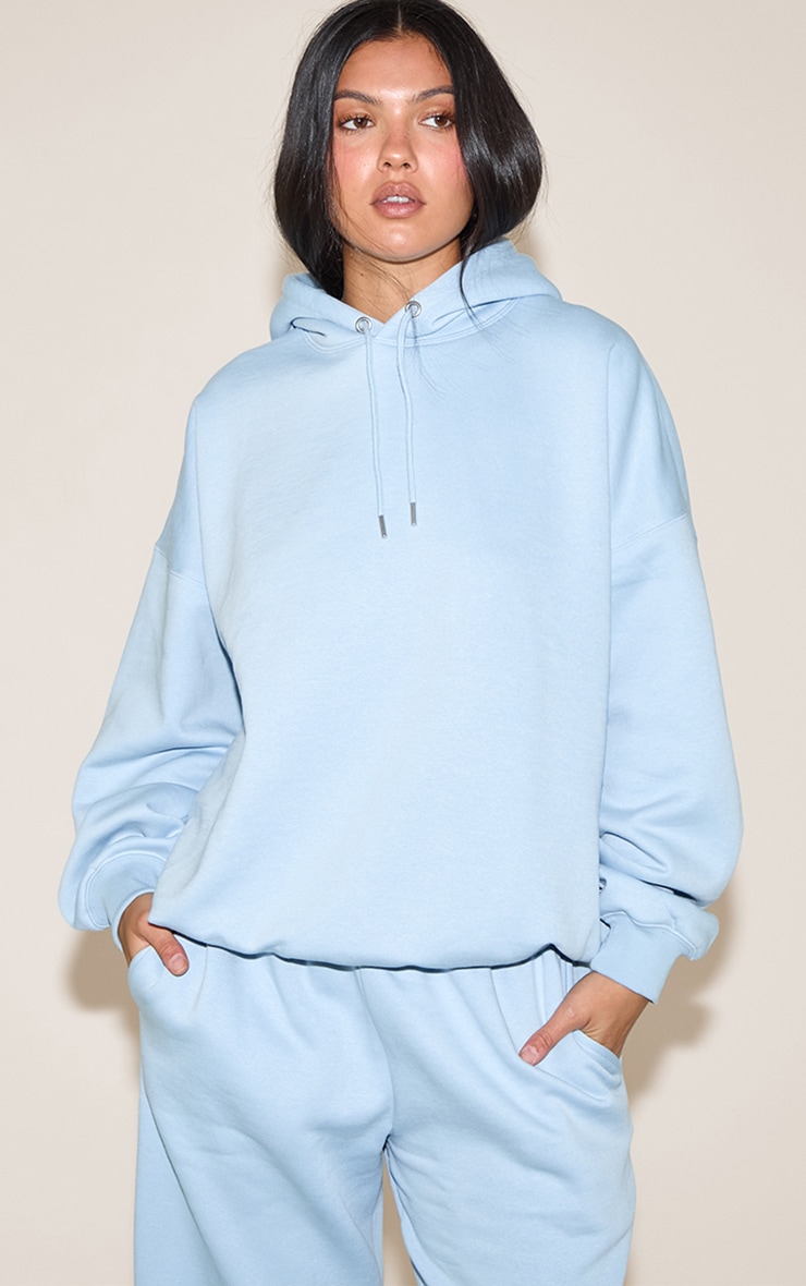 Sweat à capuche oversized bleu layette image 1