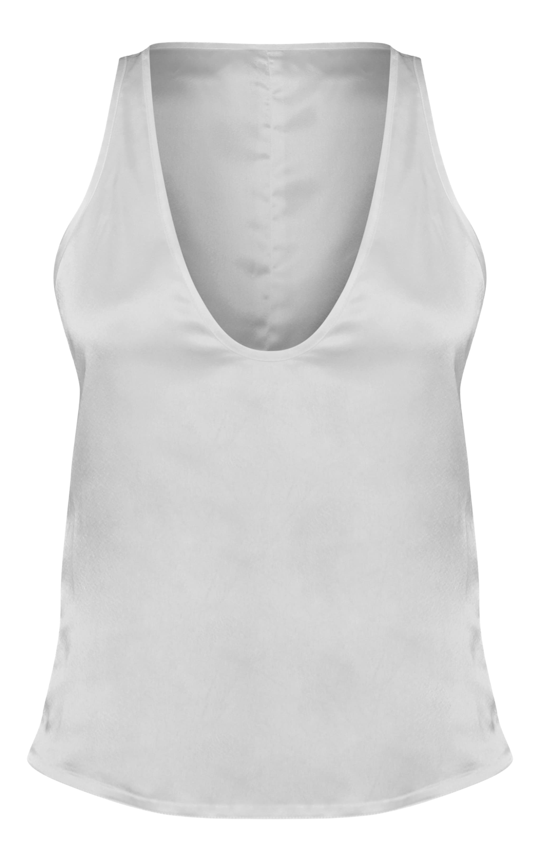 Cream Satin Plunge Sleeveless Top image 5