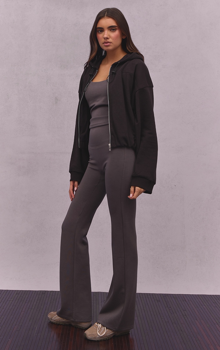 Black Loopback Elasticated Waist Zip Hoodie image 3