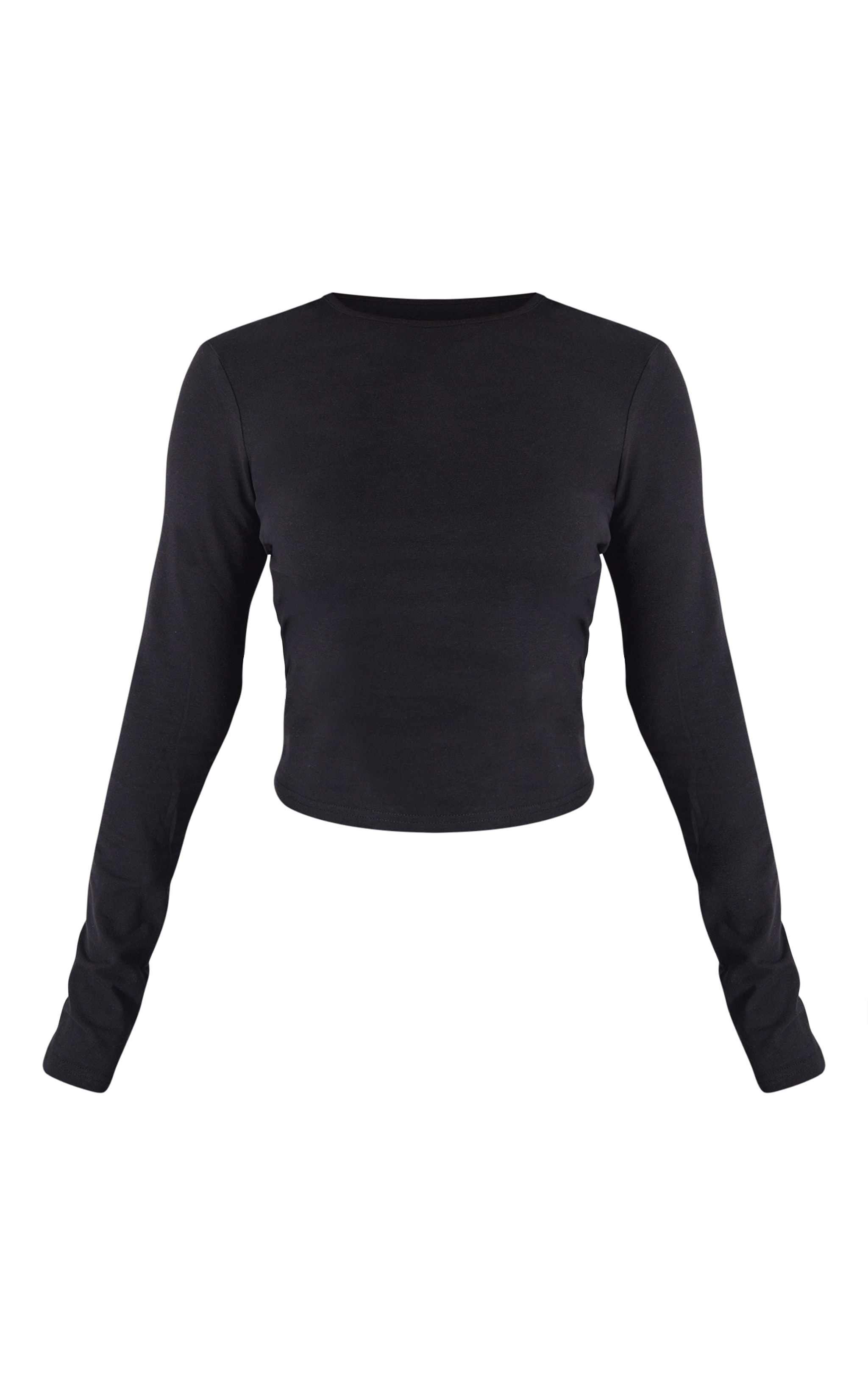 Petite Black Cotton Long Sleeve Top image 5