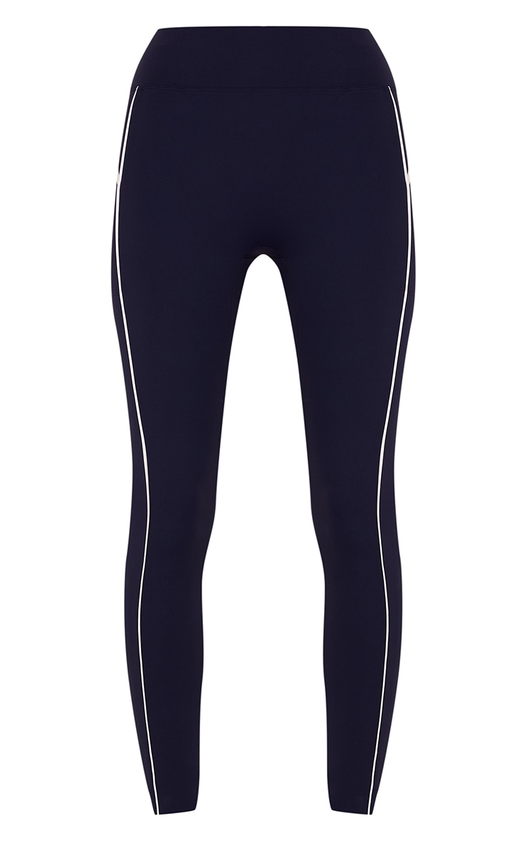 Navy PLT Tab Pocket Front Contrast Seam Gym Leggings image 5