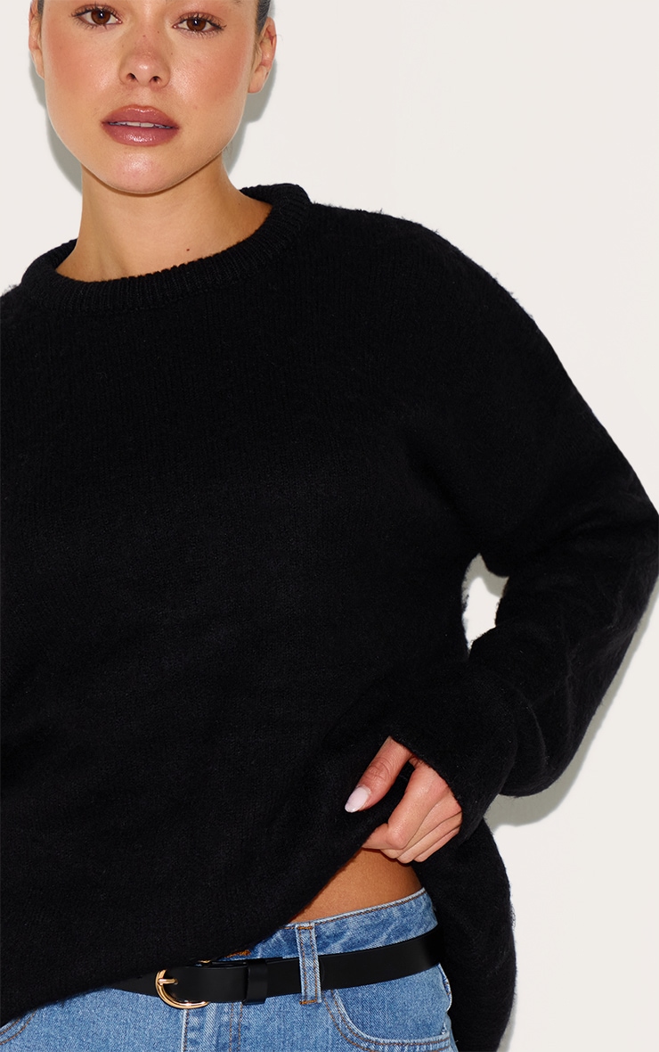 Black Soft Knit Oversized Sweater image 4
