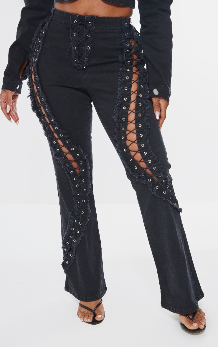 パンツ BLACK VARIA lace up design denim jeans BLACK VARIA lace up design denim jeans