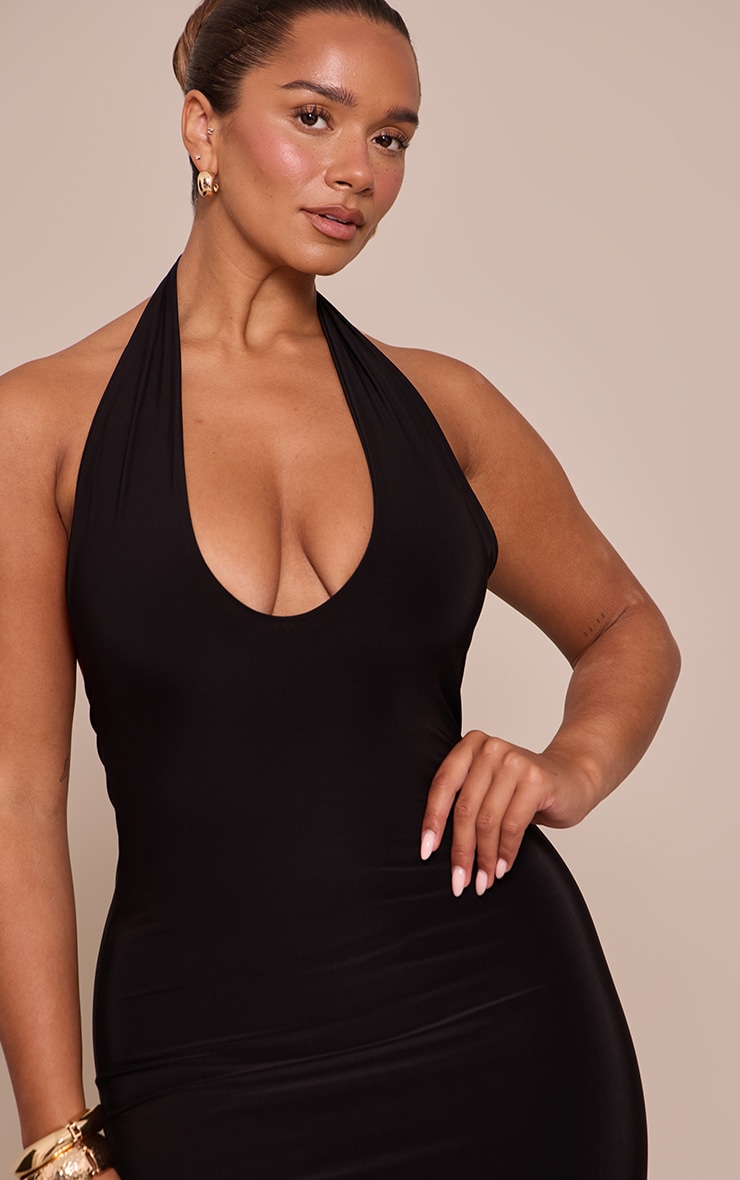 Shape Black Slinky Halterneck Mini Dress image 4