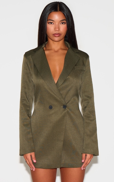 DO NOT USE Khaki Woven Double Breasted Cinched Waist Blazer Dress