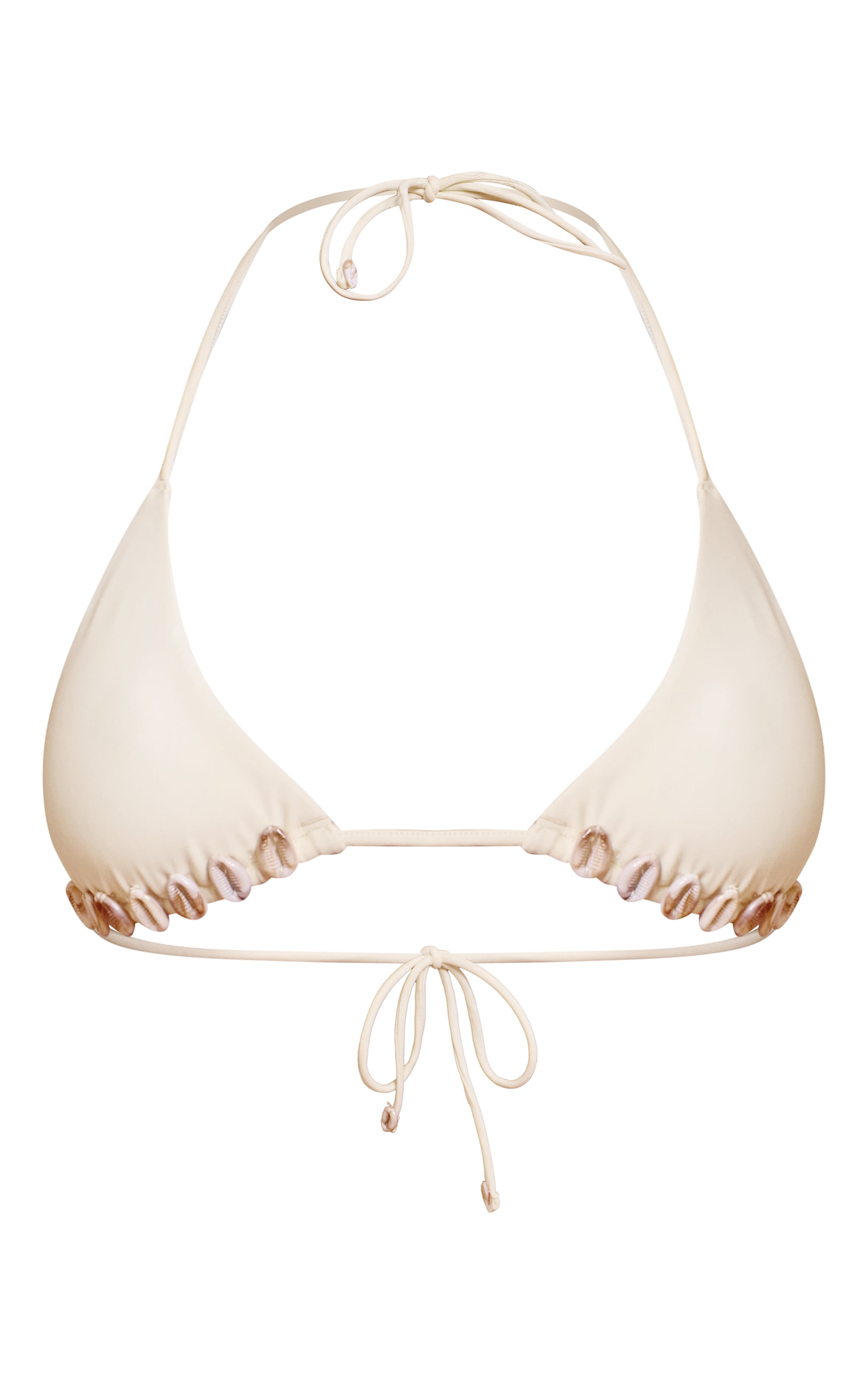 Cream Shell Trim Triangle Bikini Top image 5