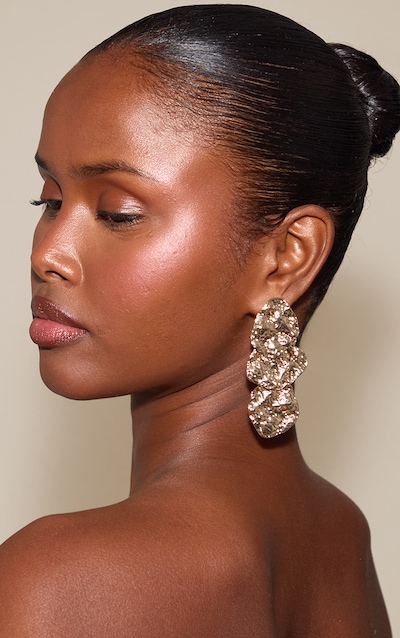 Gold Textured Statement Drop Earring