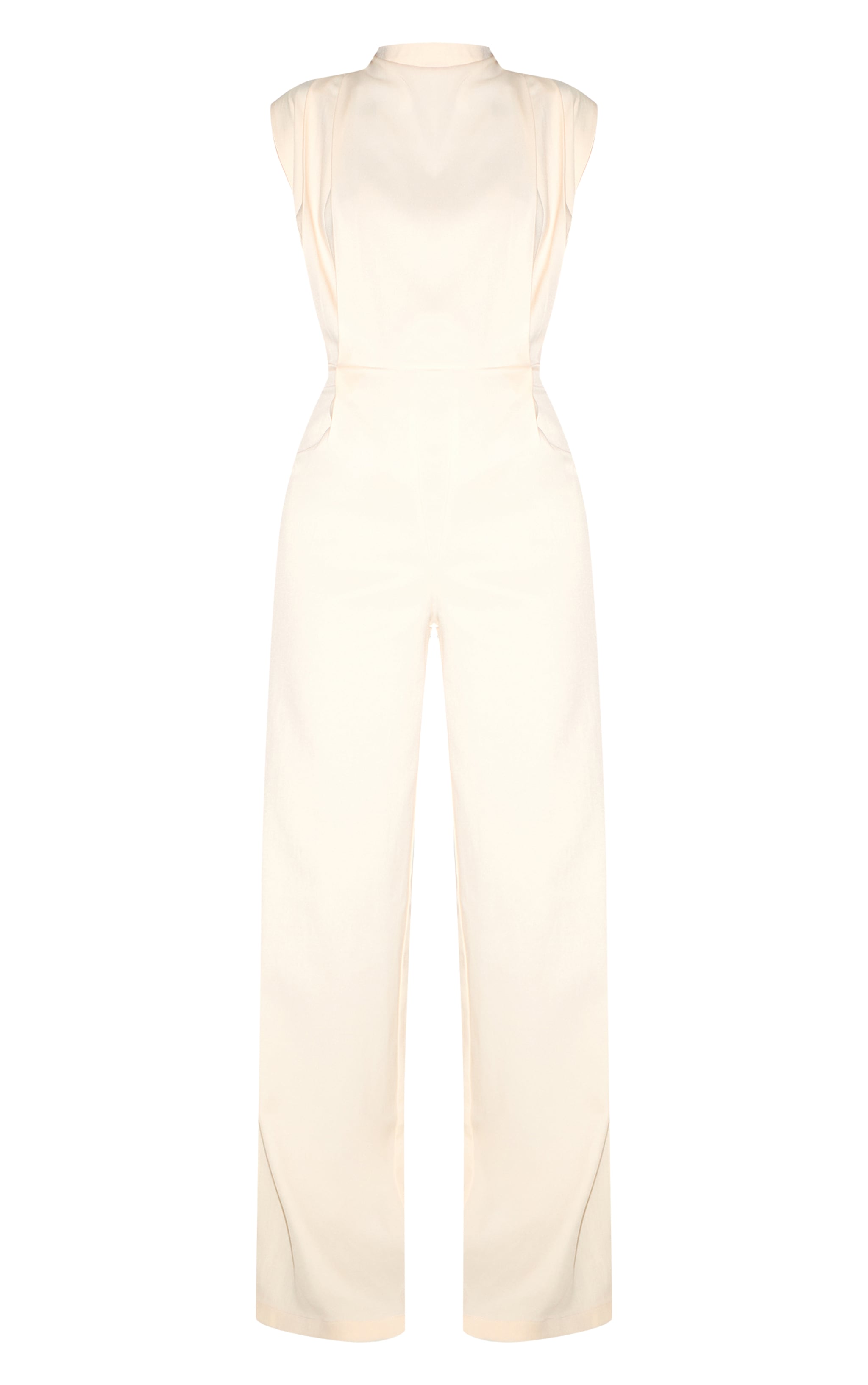 Almond Woven Cap Sleeve Wide Leg Jumpsuit image 5