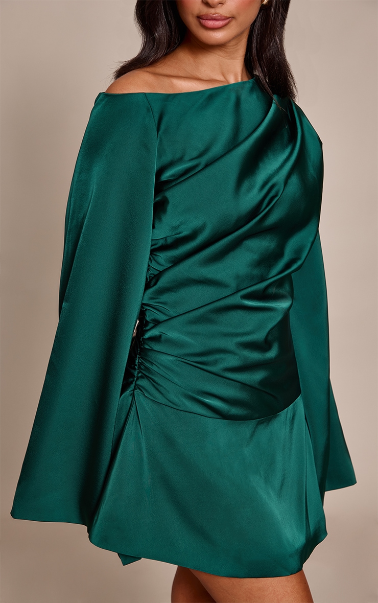 Petite Dark Olive Off Shoulder Tailored Woven Mini Dress image 4