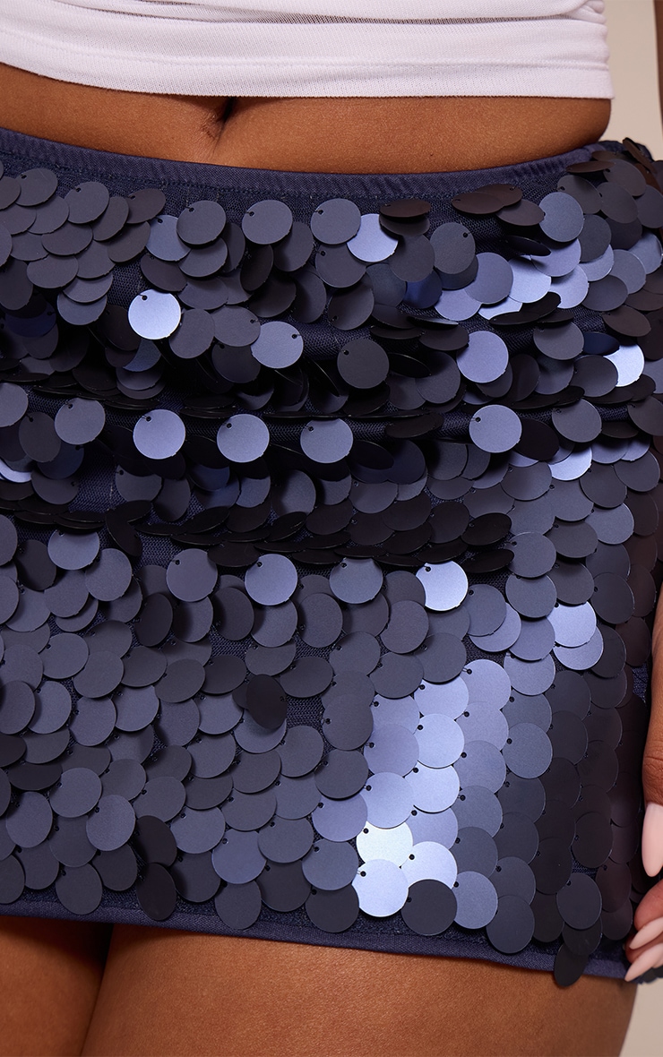 Shape Navy Tonal Sequin Mini Skirt image 5