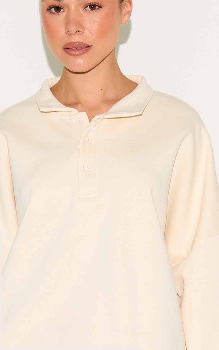Cream Premium Sweat Oversized Polo image 4