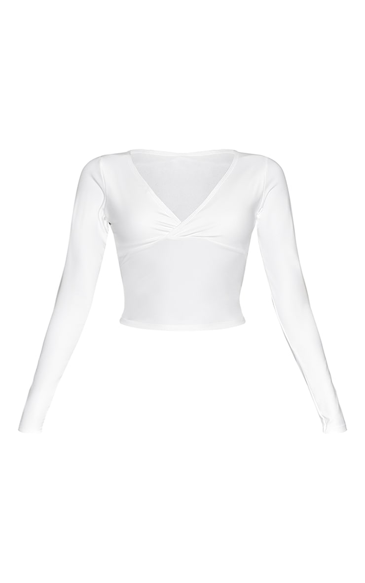 White Sculpt Crossover Long Sleeve Top image 5