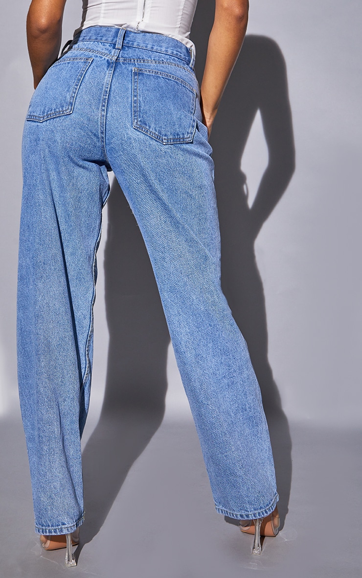 Light Blue Wash Basic Low Rise Baggy Boyfriend Jeans image 3