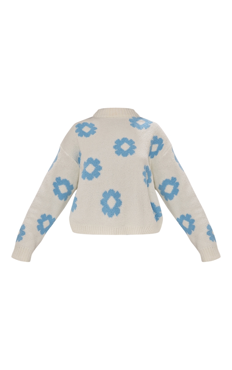Pull en maille tricot éponge blanche fleurie image 5