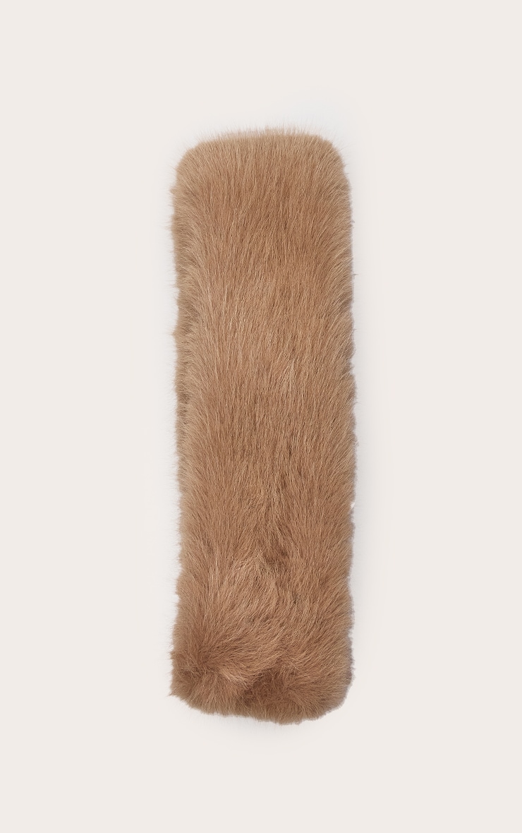 Camel Soft Faux Fur Scarf image 2