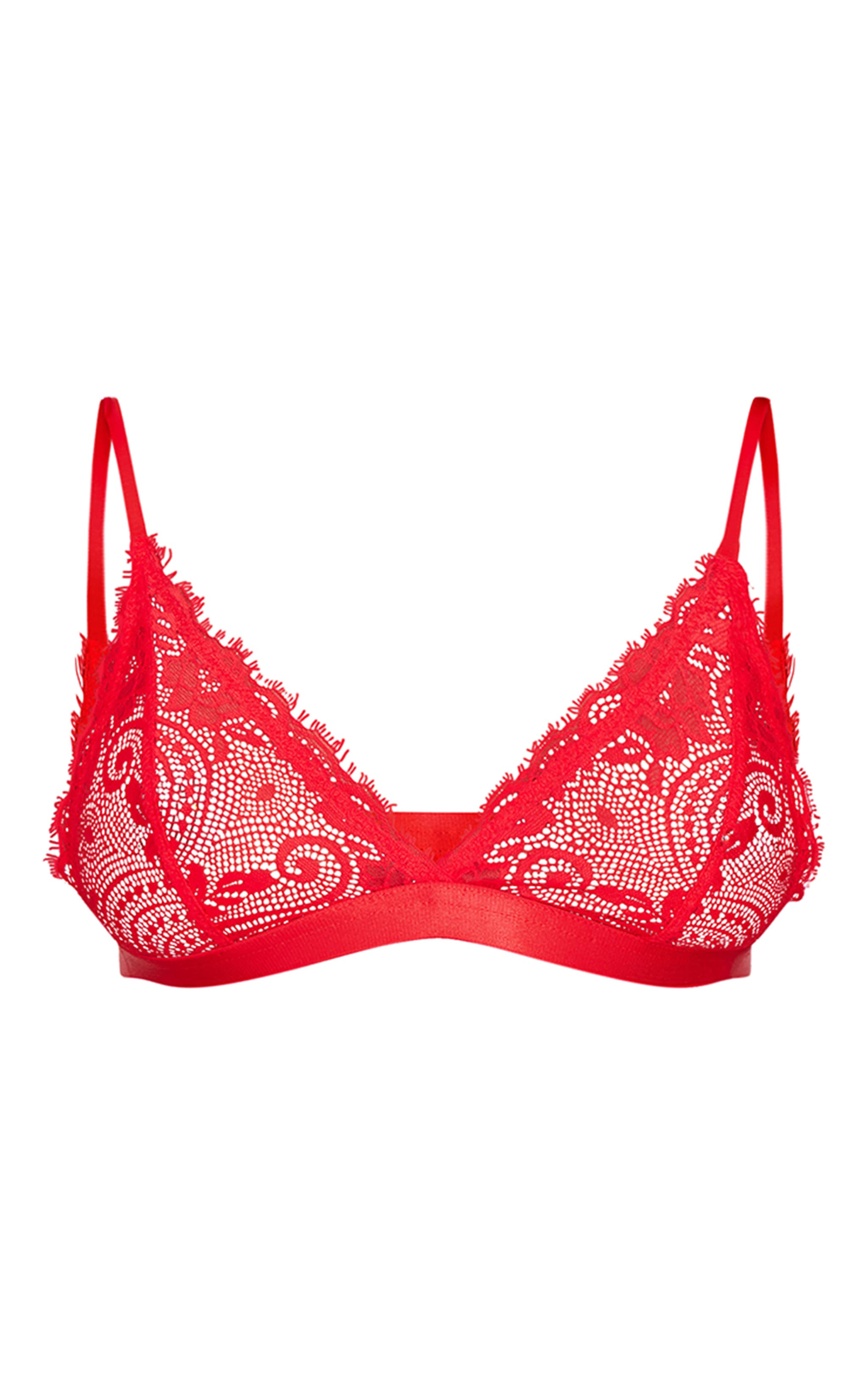 Red Lace Tie Strap Triangle Bra image 1