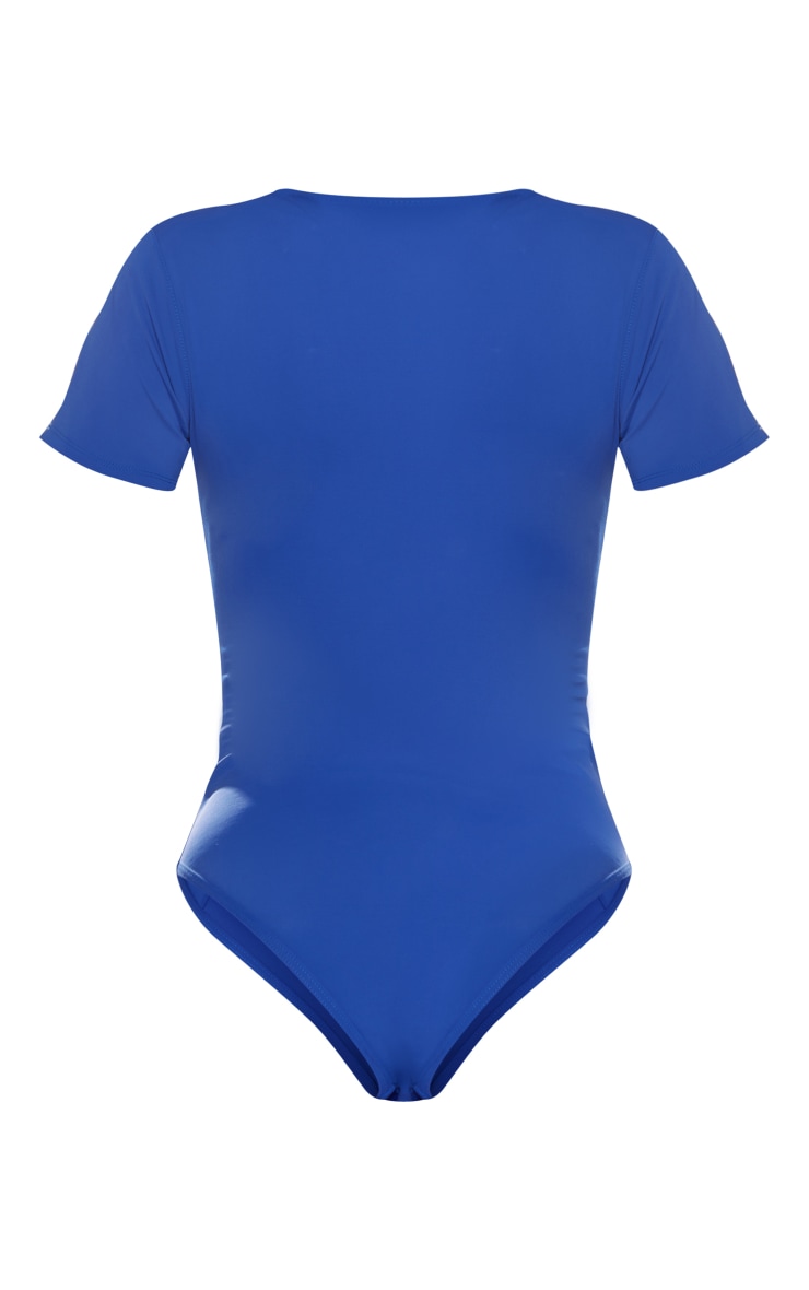 Maillot de bain en néoprène bleu cobalt à zip image 6